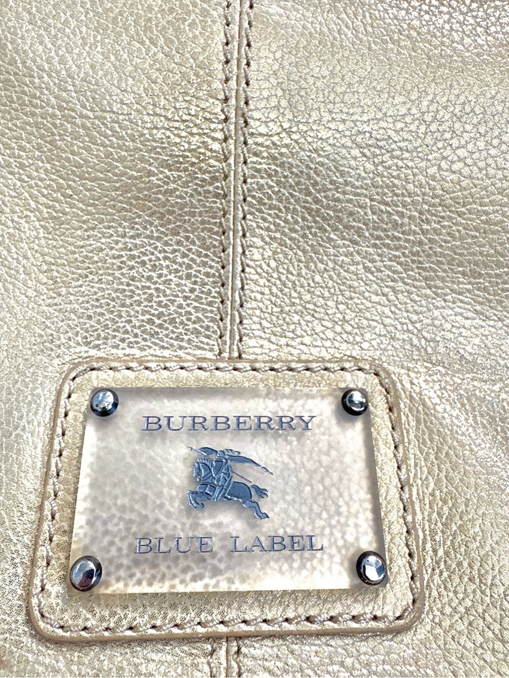 Rare Burberry Metallic Gold Leather Shoulder Bag